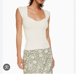 Aritzia Cap Sleeve Cream Top